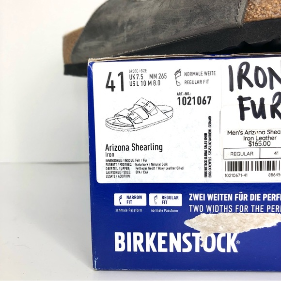 NIB Birkenstock Arizona Shearling Iron Leather Fur Lined Sandals Shoes - Picture 10 of 12